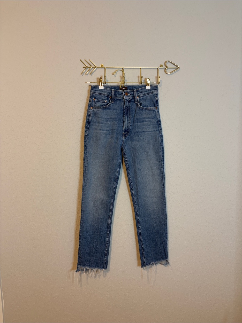 MOTHER High Waisted Rider Ankle Step Fray Jeans Size 27 Loafers and Lassos